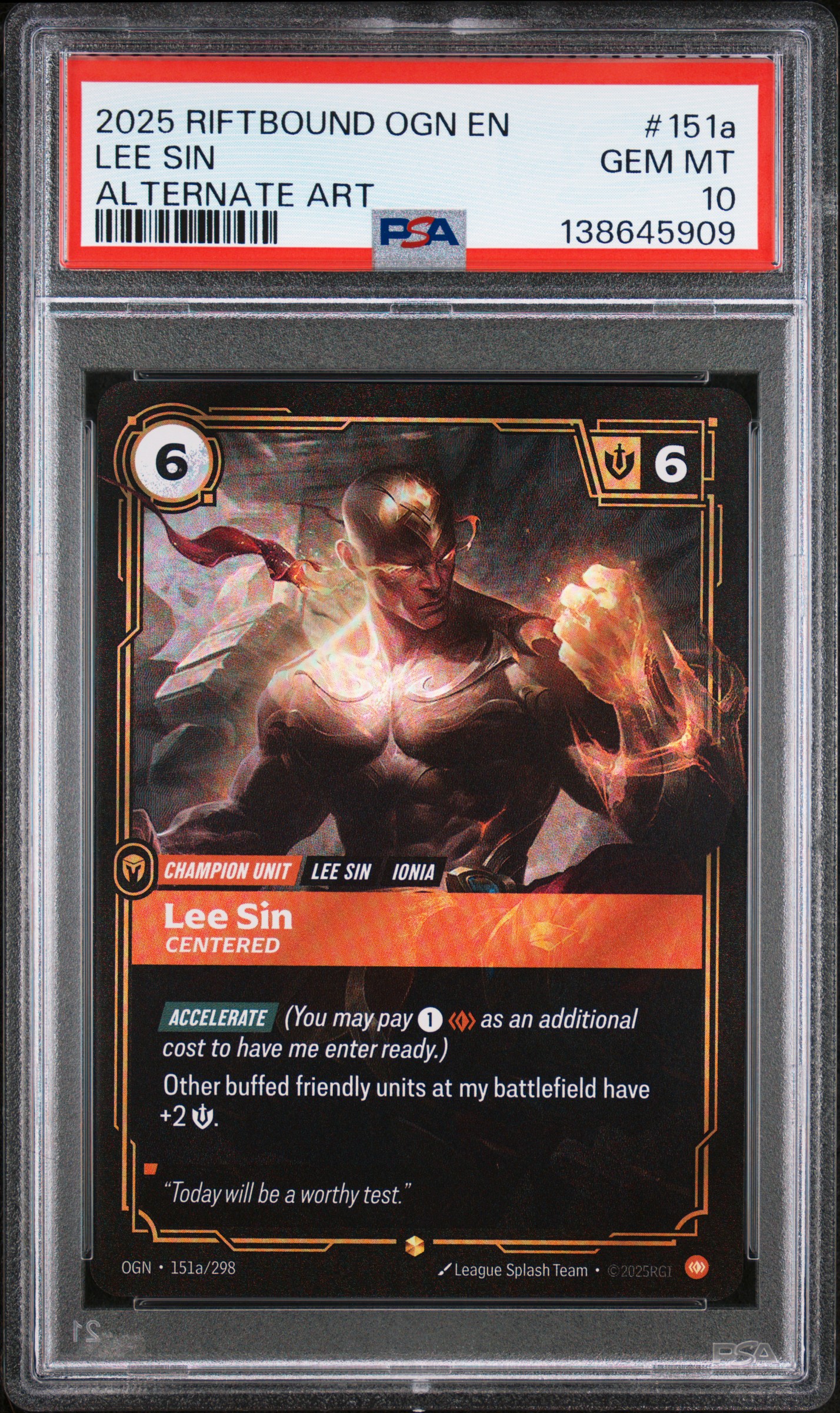 2025 #151a Lee Sin - Centered PSA 10 Riftbound: League of Legends Ogn-Origins