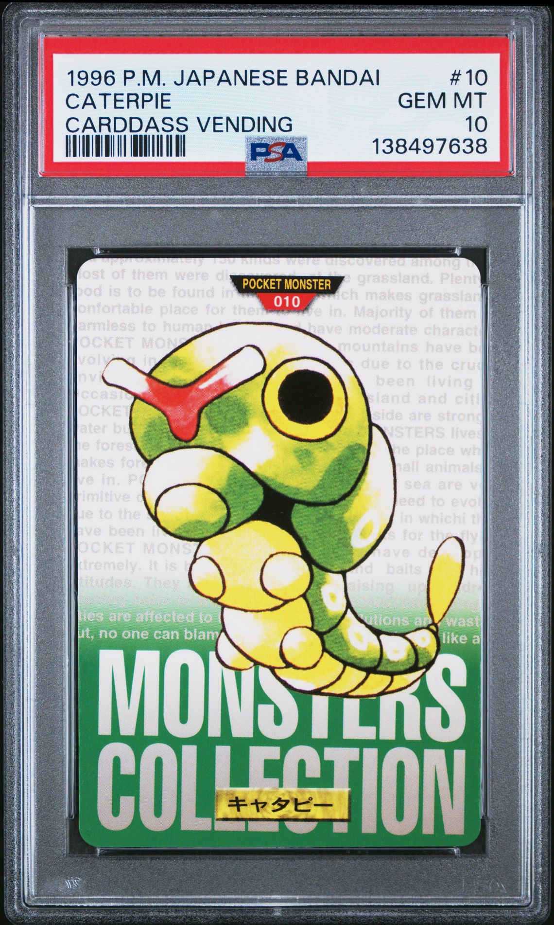 Caterpie card, green version, PSA 10
