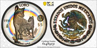1998-Mo 5 Peso World Wildlife Fund - Lobo PR1
