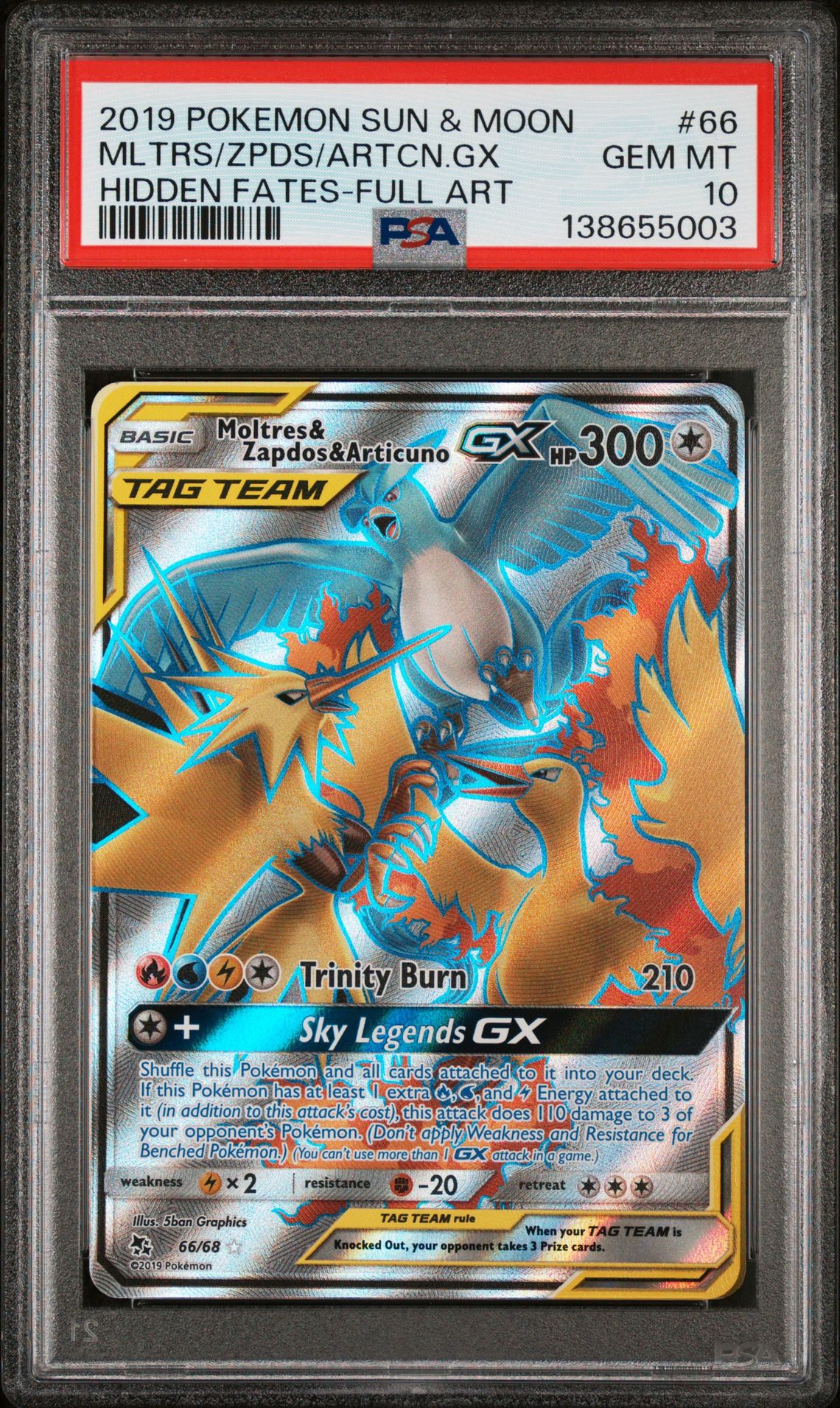 2019 Pokemon POKEMON SUN & MOON HIDDEN FATES GX #66 Mltrs/Zpds/Artcn.Gx front