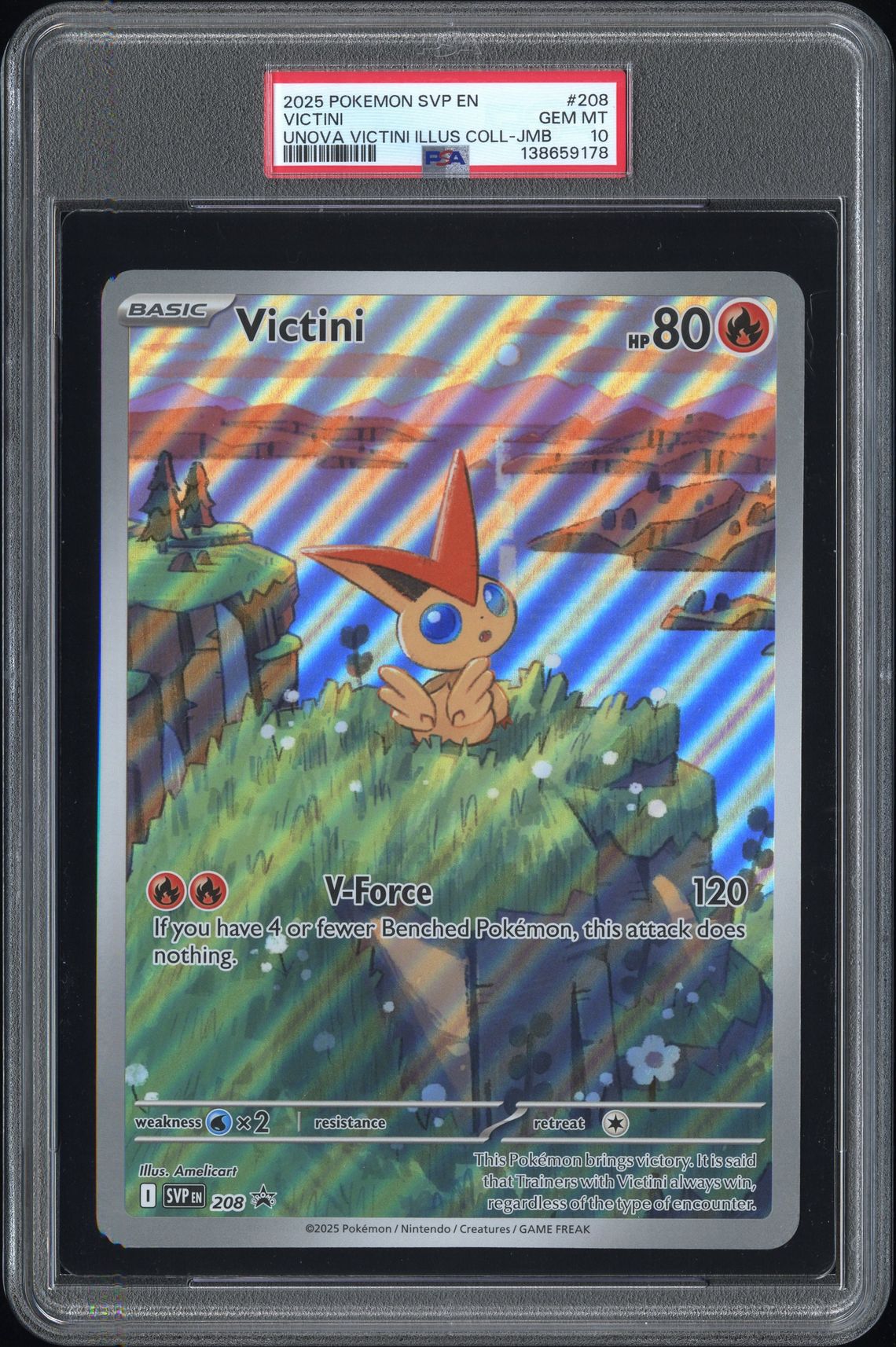 2025 Pokemon POKEMON SVP EN-SV BLACK STAR PROMO UNOVA VICTINI ILLUS COLL-JMB #208 Victini front