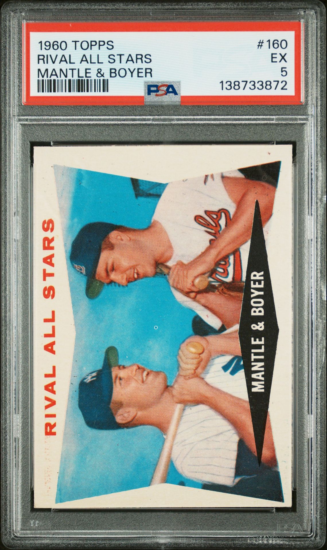 1960 Topps TOPPS MANTLE & BOYER #160 Rival All Stars front