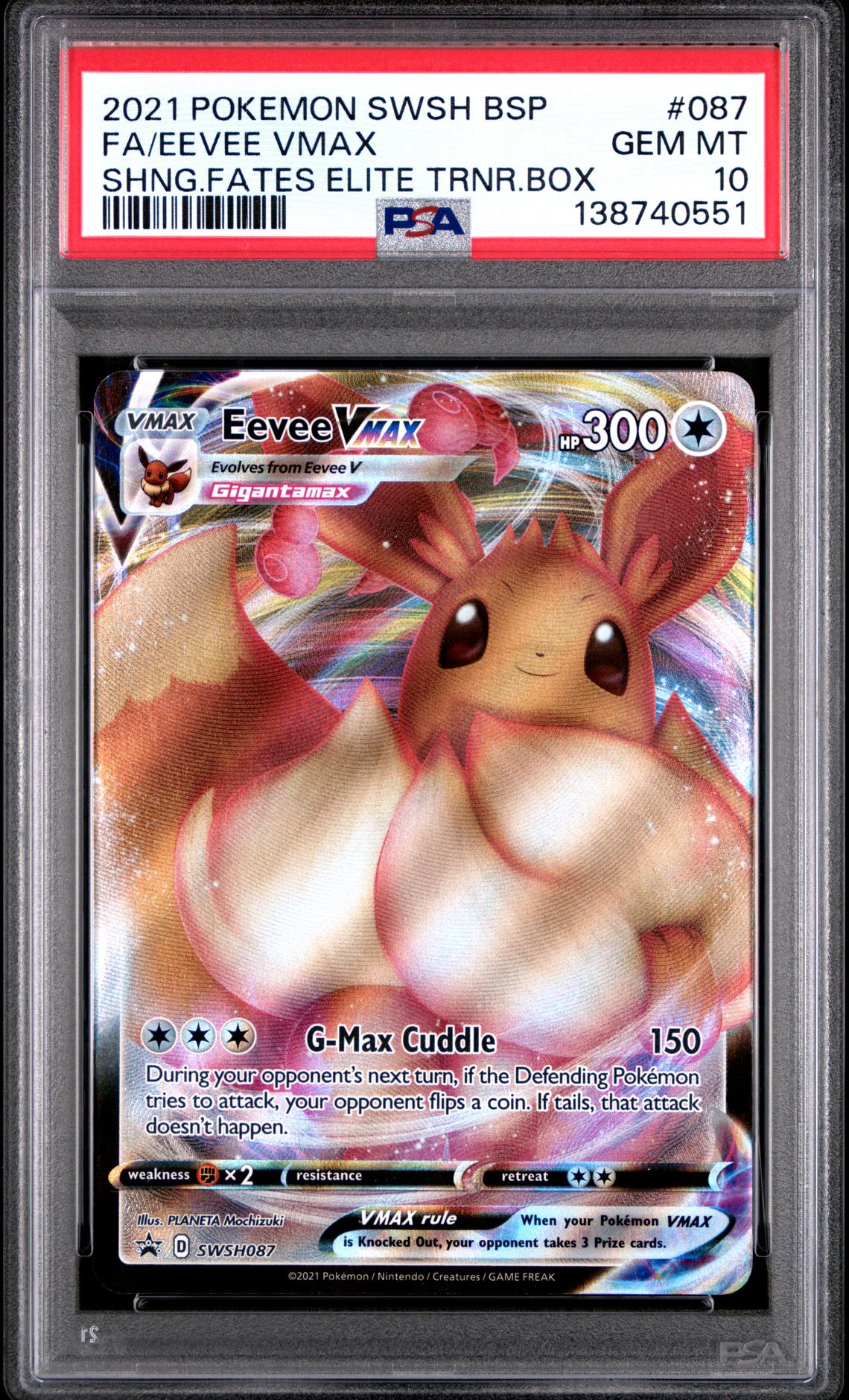2021 Pokemon Black Star Promo Shng.Fates Elite Trnr.Box SHNG.FATES ELITE TRNR.BOX #087 FA/Eevee VMAX front