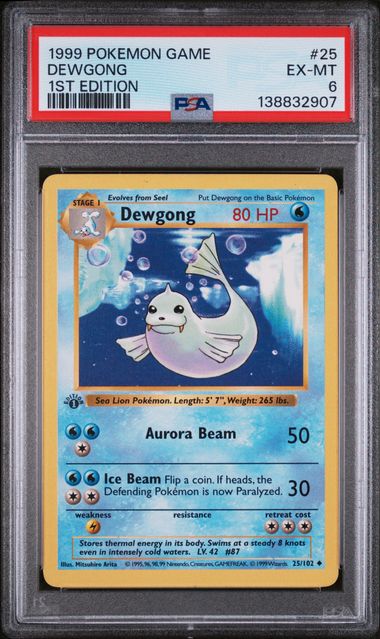 1999 Pokemon Base Set 1st Edition #25 Dewgong front