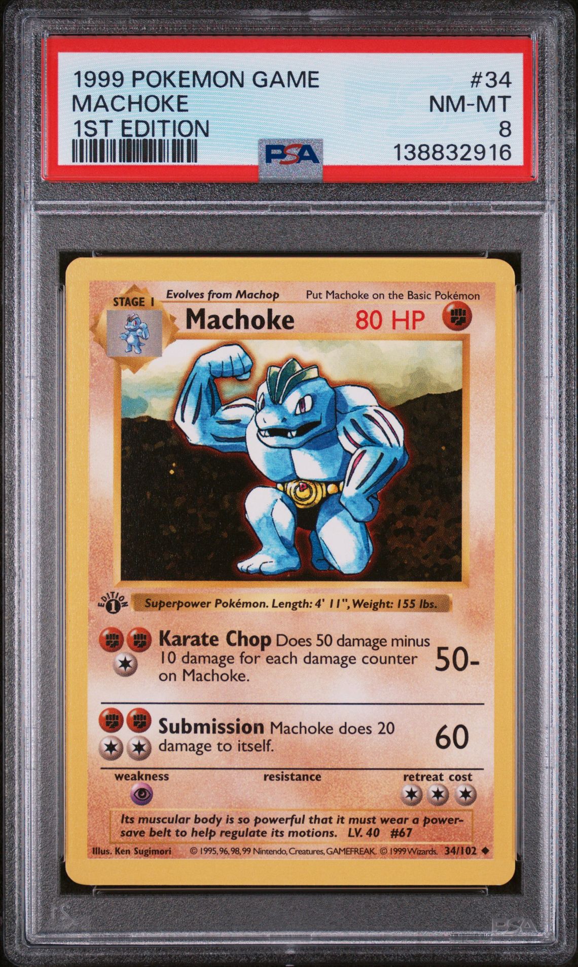 1999 Pokemon POKEMON GAME 1St Edition Machoke front