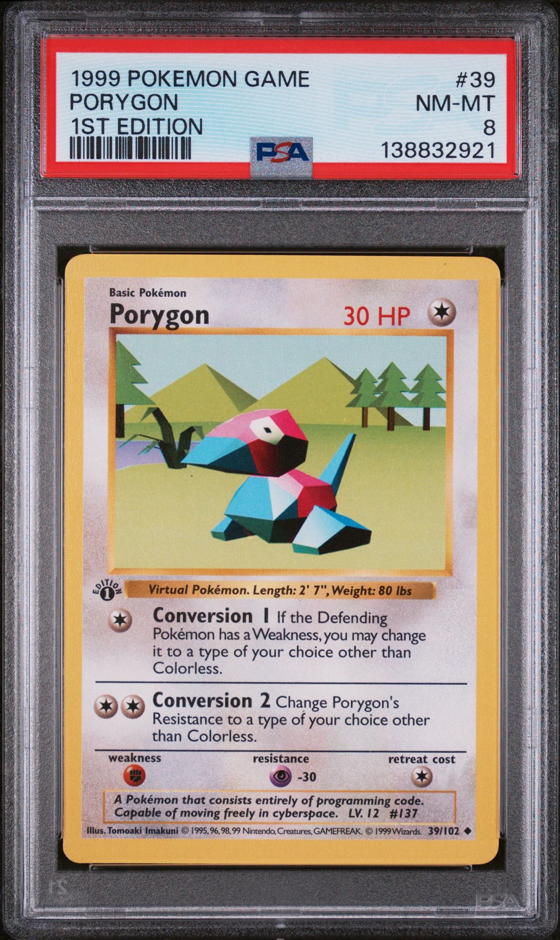1999 Pokemon POKEMON GAME 1st Edition #39 Porygon front