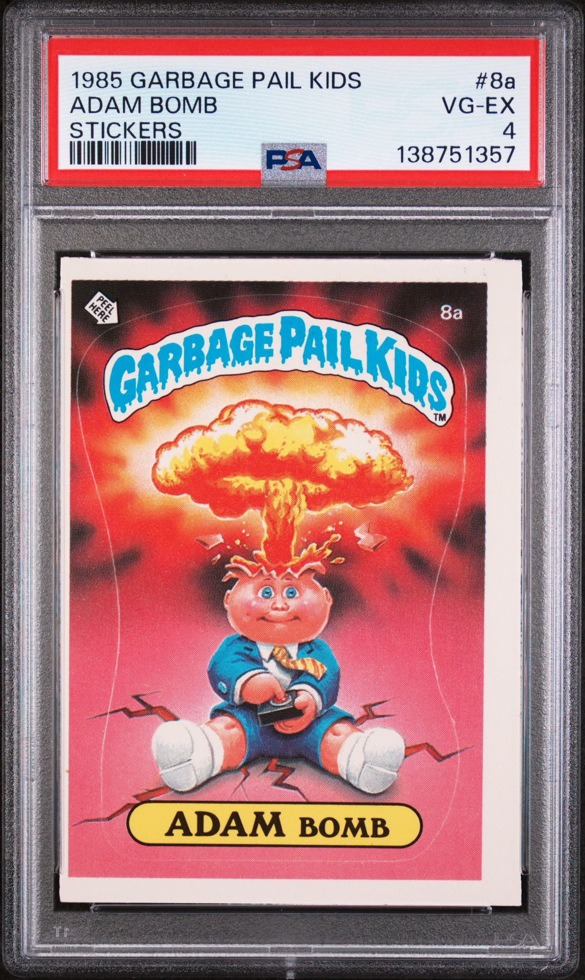1985 Topps Garbage Pail Kids Series 1 Checklist #8A Adam Bomb front