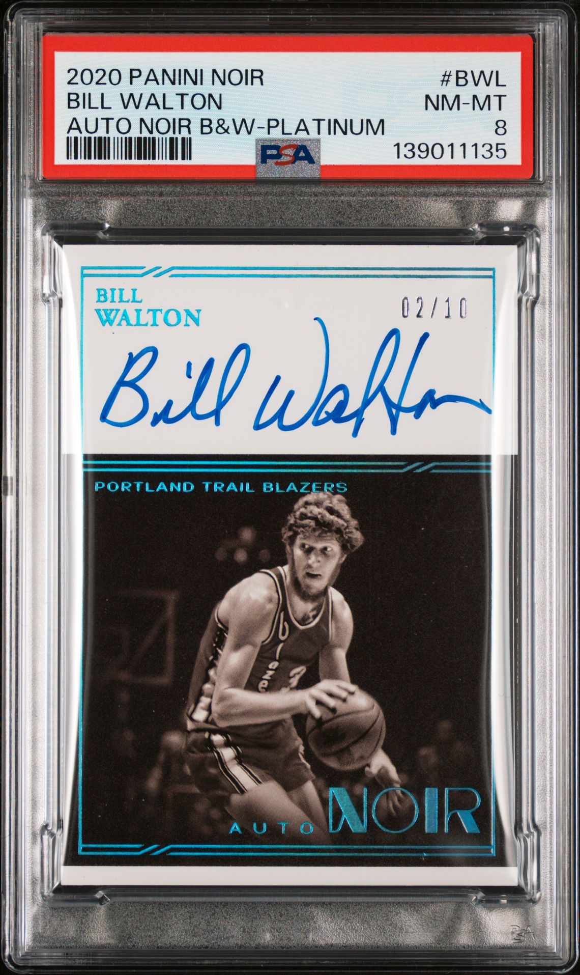 2020 Panini PANINI NOIR AUTO NOIR BLACK & WHITE AUTO NOIR B&W-PLATINUM #BWL Bill Walton front