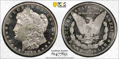 1880/79-S $1 VAM 9, Doubled 18-0 MS63PL