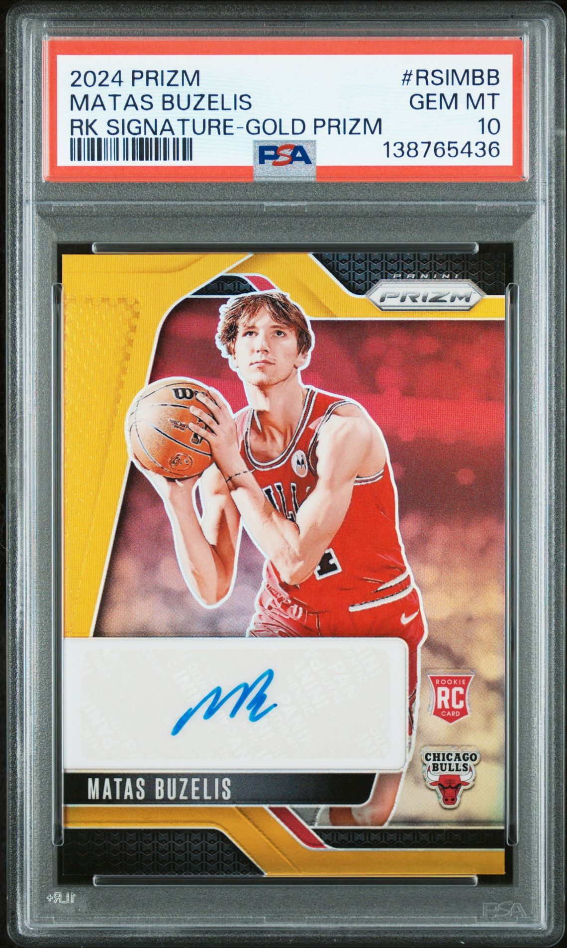 2024 Panini PANINI PRIZM ROOKIE SIGNATURES Gold #RSIMBB Matas Buzelis front