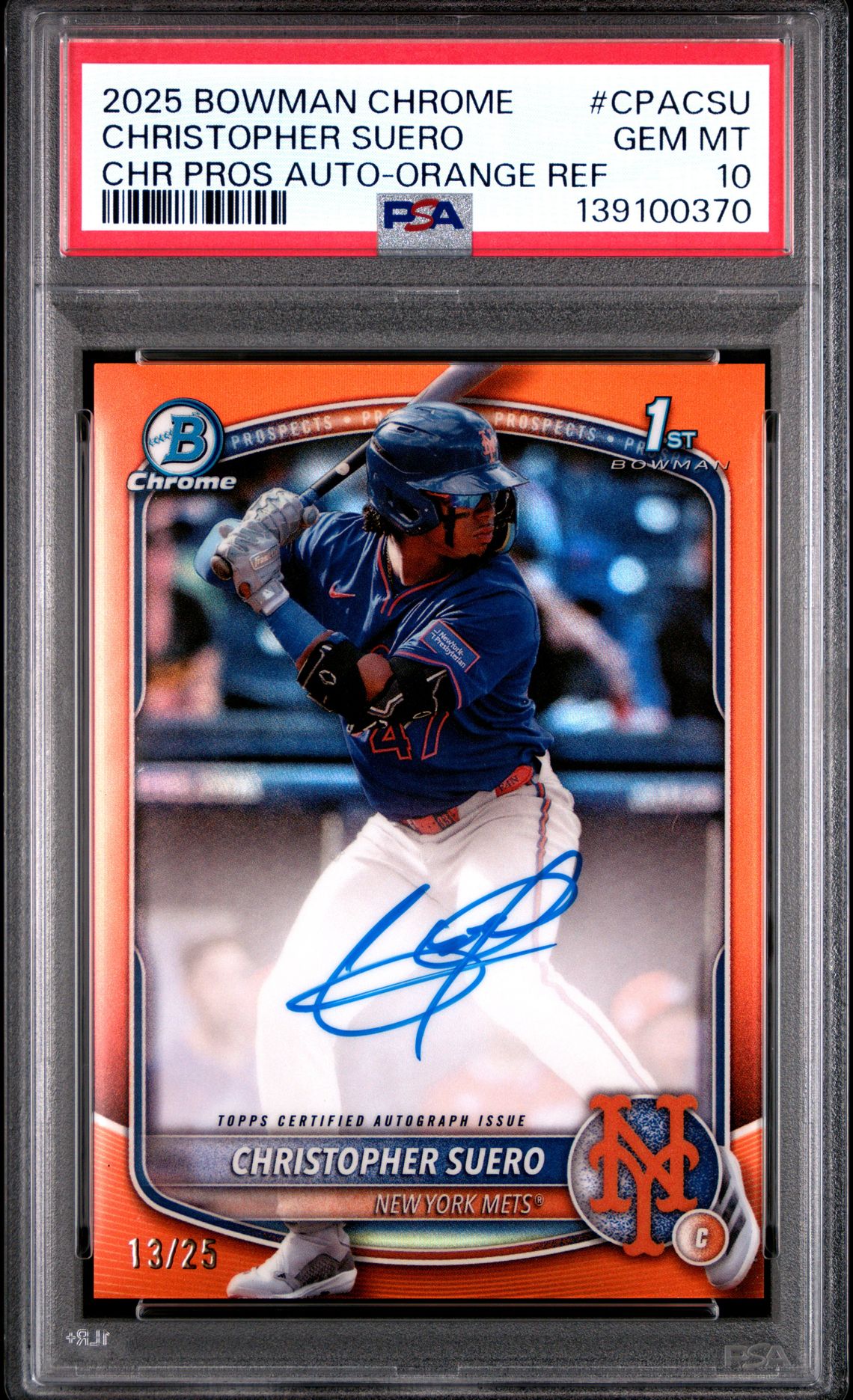 2025 Bowman BOWMAN CHROME PROSPECT AUTOGRAPHS Orange #CPACSU Christopher Suero front
