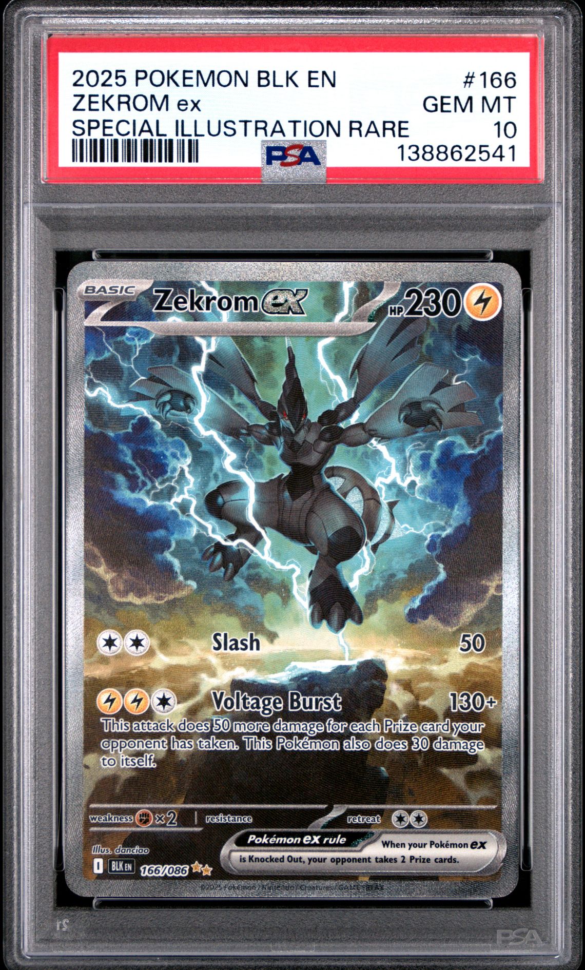 2025 Pokemon POKEMON BLK EN-BLACK BOLT SPECIAL ILLUSTRATION RARE #166 Zekrom Ex front