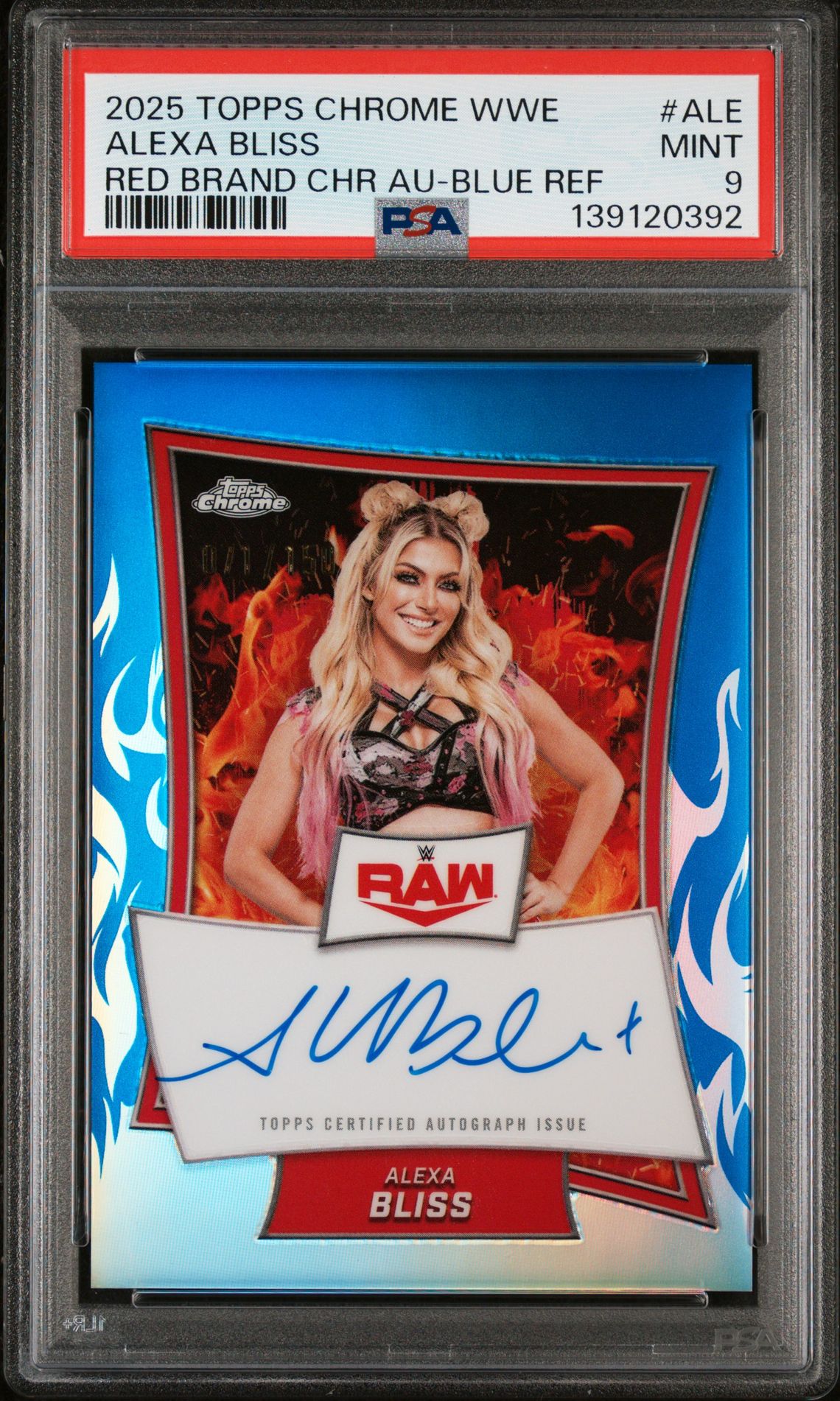 2025 Topps TOPPS CHROME WWE RED BRAND CHROME AUTOGRAPHS RED BRAND CHR AU-BLUE REF #ALE Alexa Bliss front