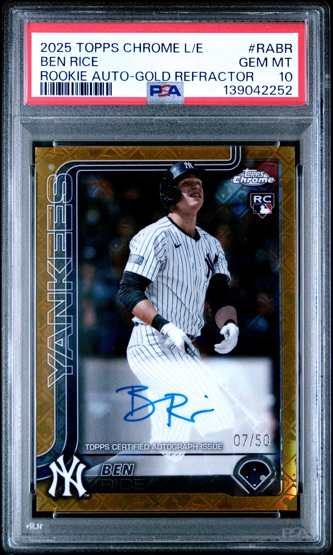 2025 Topps TOPPS CHROME LOGOFRACTOR EDITION ROOKIE AUTOGRAPHS Gold #RABR Ben Rice front