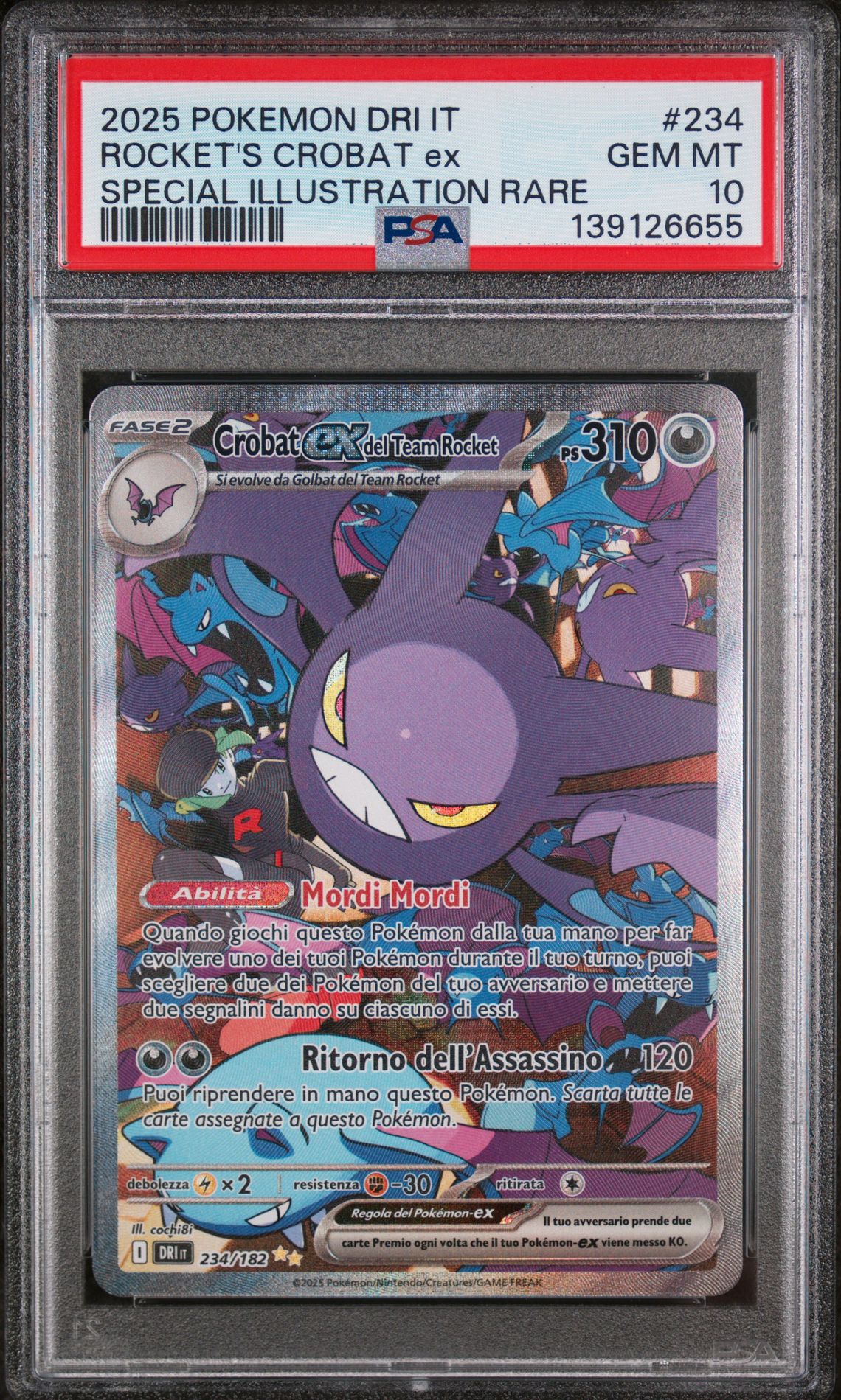 2025 Pokemon POKEMON ITALIAN DRI IT-DESTINED RIVALS SPECIAL ILLUSTRATION RARE #234 Rocket's Crobat EX front