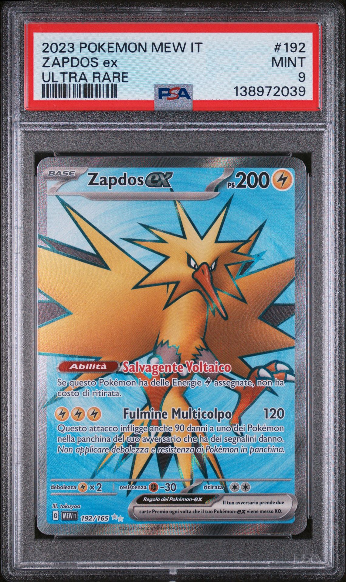 2023 Pokemon POKEMON ITALIAN MEW IT-151 ULTRA RARE #192 Zapdos Ex front