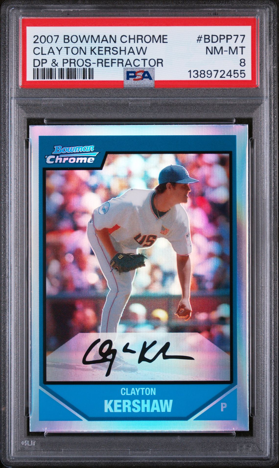 2007 Bowman BOWMAN CHROME DRAFT PICKS & PROSPECTS Refractor #BDPP77 Clayton Kershaw front