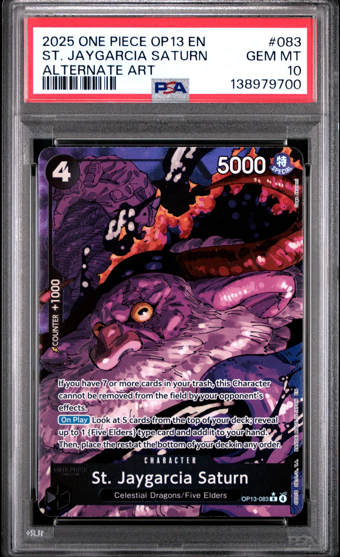 2025 One Piece ONE PIECE OP13-CARRYING ON HIS WILL ALTERNATE ART #083 St. Jaygarcia Saturn front