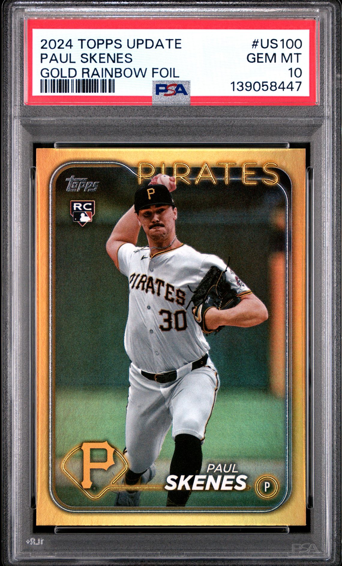 2024 Topps Update Paul Skenes #Us100 (Gold Rainbow Foil) Gem Mt 10 front