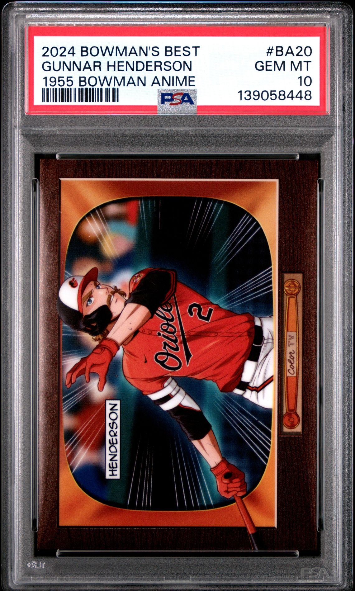 2024 Bowman's Best 1955 Bowman Anime Gunnar Henderson #Ba20 Gem Mt 10 front