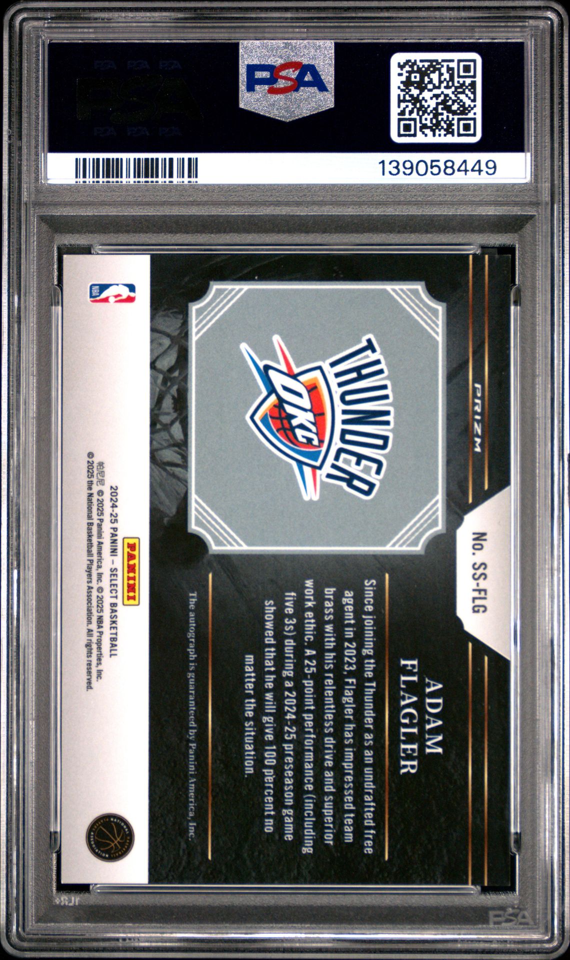 2024 Panini Select Signature Selections Adam Flagler #Ssflg Gem Mt 10 back