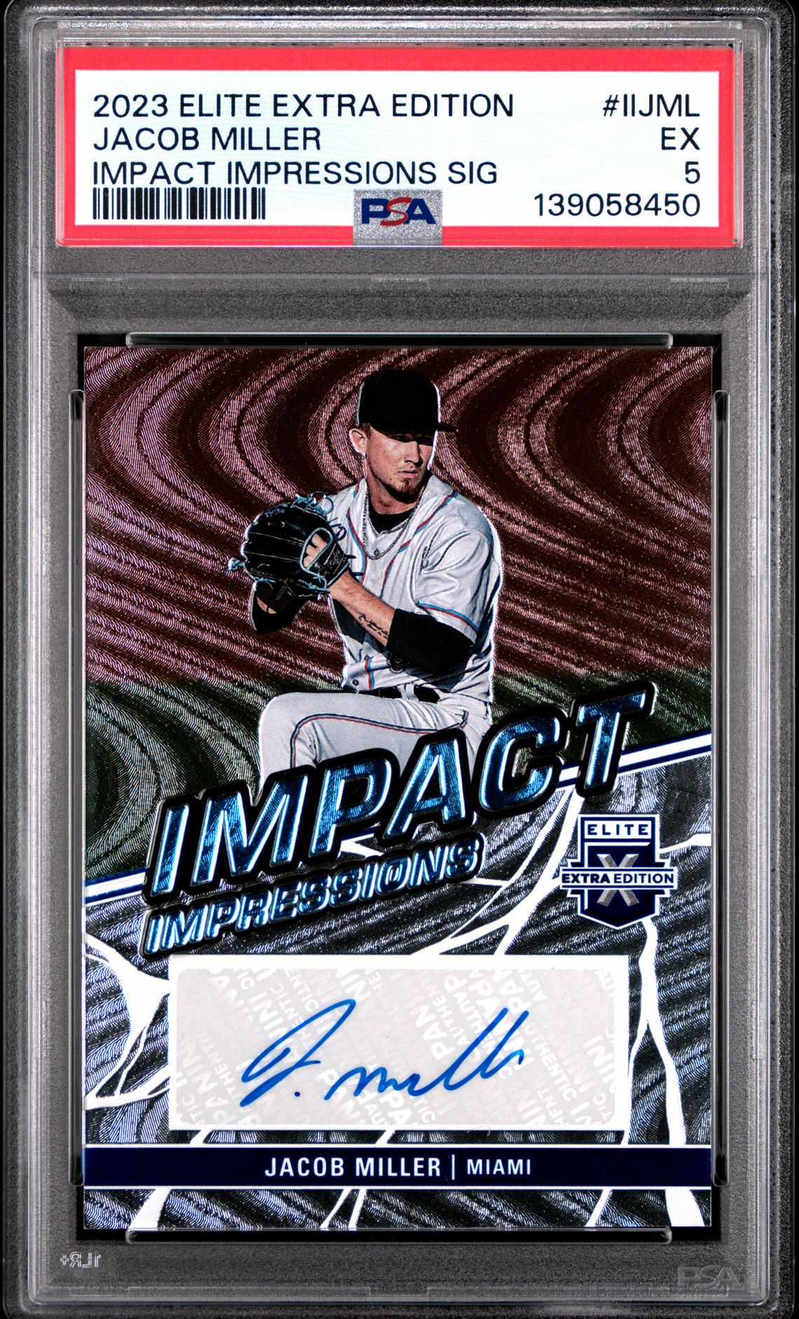 2023 Panini Elite Extra Edition Impact Impressions Signatures Jacob Miller #Iijml (Impact Impressions Sig) Ex 5 front