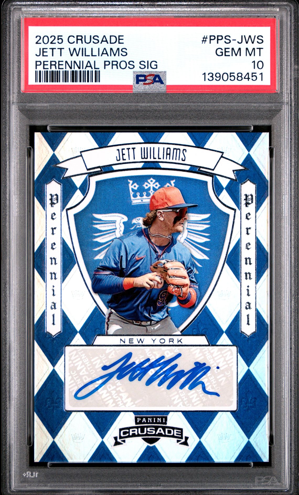 2025 Panini Crusade Crusade Perennial Prospect Signatures Jett Williams #Pps-Jws Gem Mt 10 front