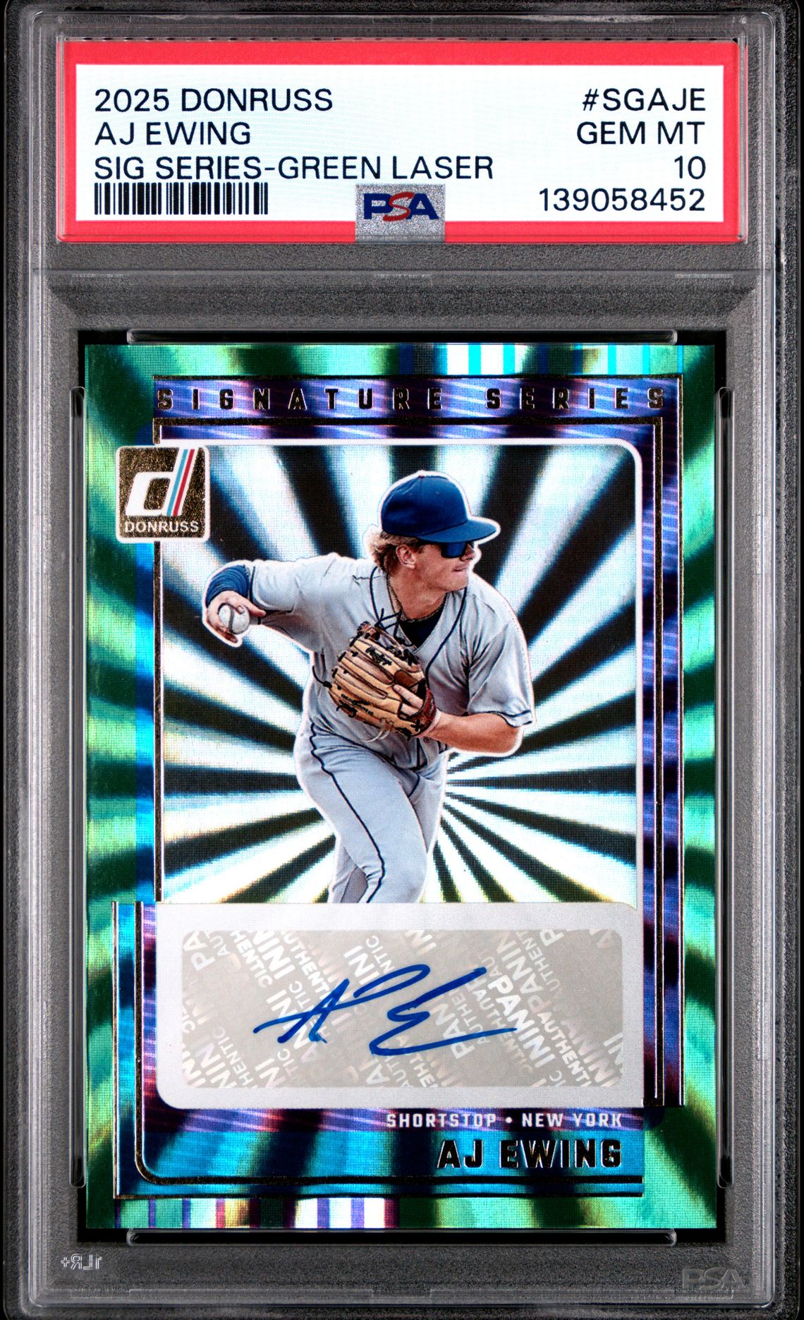 2025 Panini Donruss Signature Series Aj Ewing #Sgaje (Sig Series-Green Laser) Gem Mt 10 front