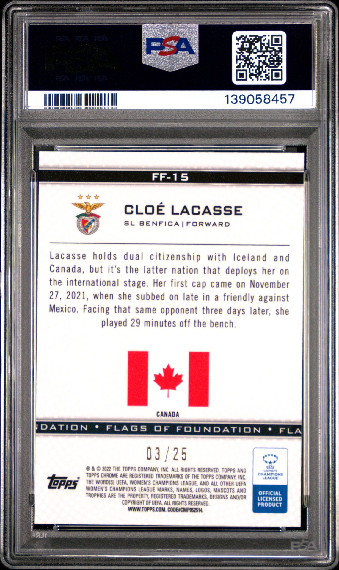 2021-22 Topps Chrome Uefa Women's Champions League Flags Of Foundation Cloe Lacasse #15 (F/F-Orange Wave Ref.) Mint 9 back