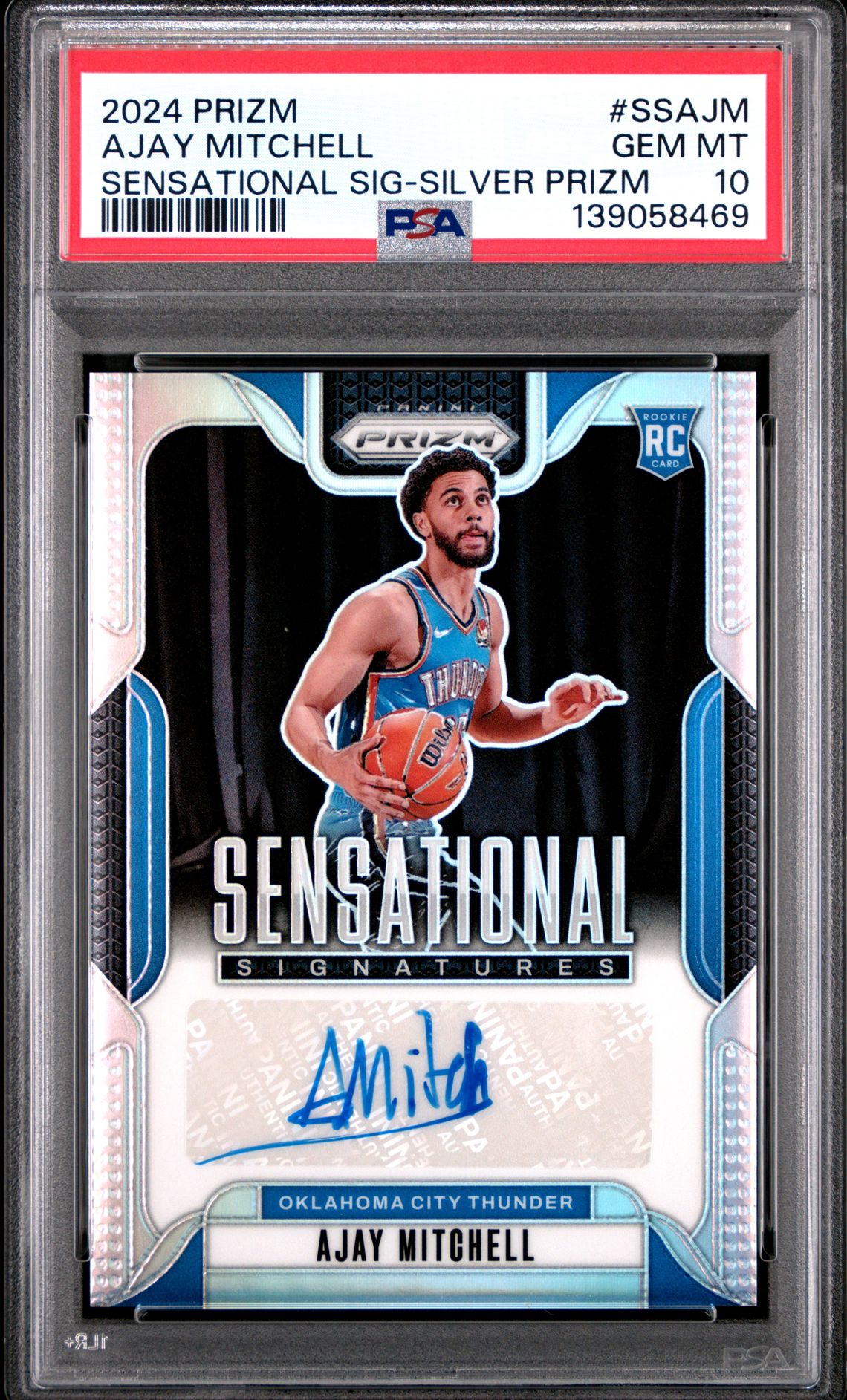 2024 Panini Prizm Sensational Signatures Ajay Mitchell #Ssajm (Sensational Sig-Silver Prizm) Gem Mt 10 front