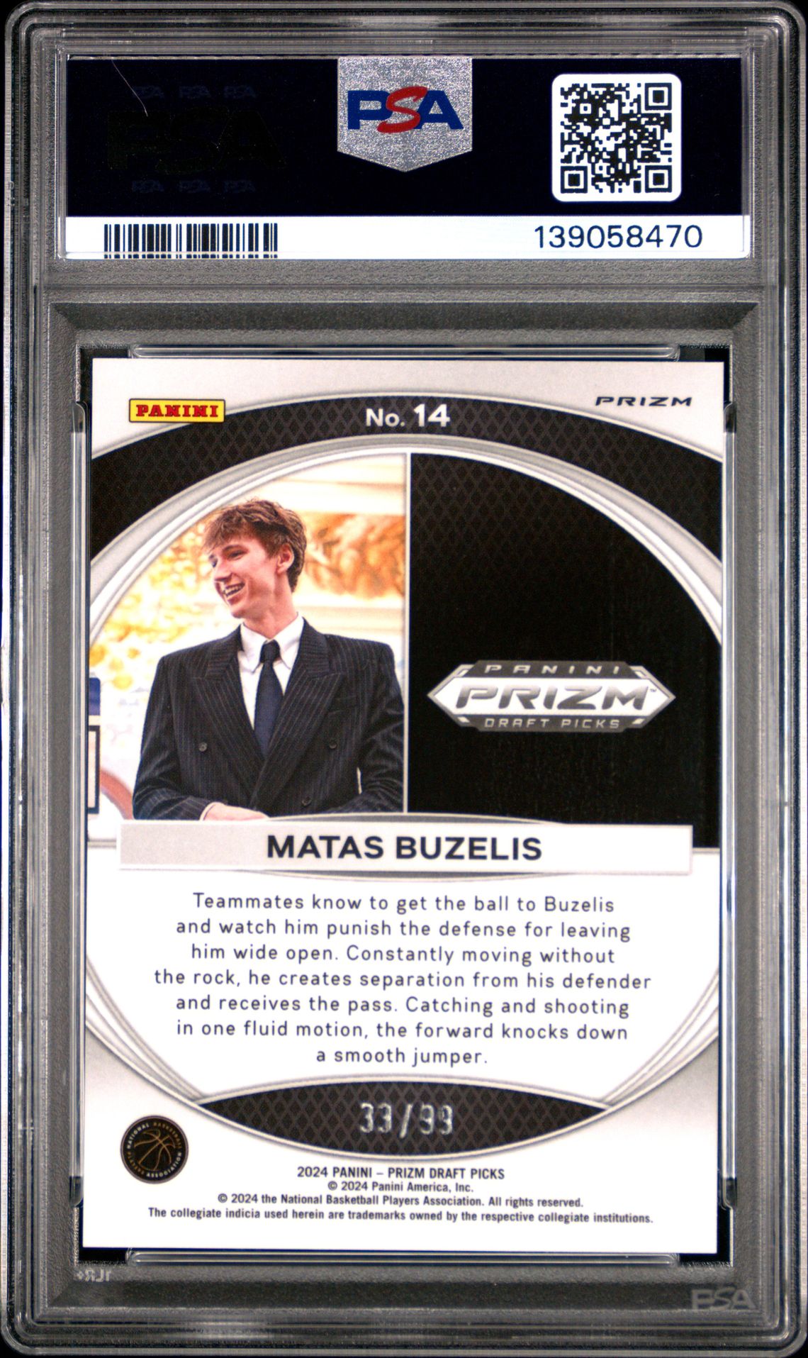 2024 Panini Prizm Draft Picks Brilliance Matas Buzelis #14 (Brilliance-Wave) Mint 9 back