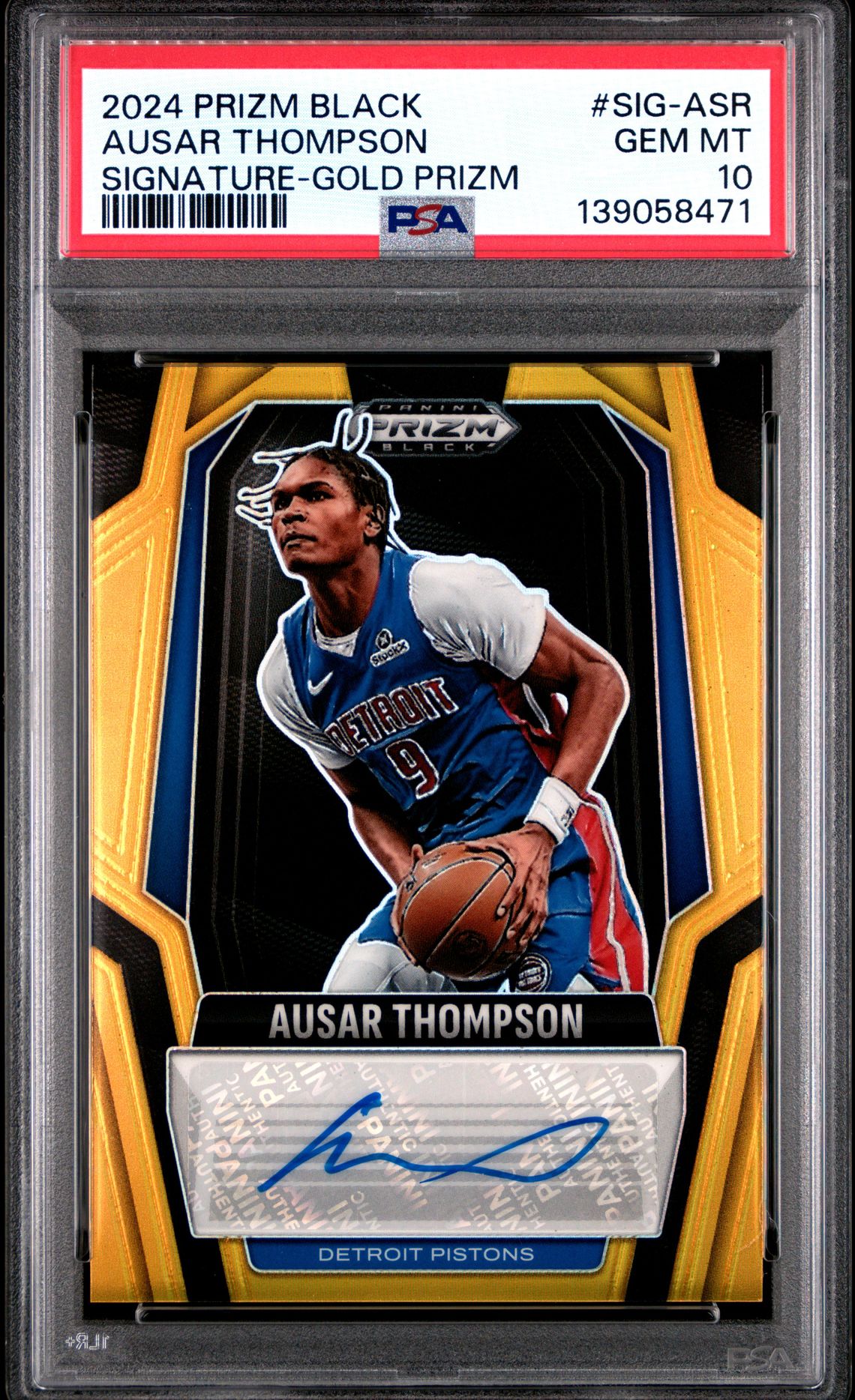 2024 Panini Prizm Black Signatures Ausar Thompson #Sig-Asr (Signature-Gold Prizm) Gem Mt 10 front