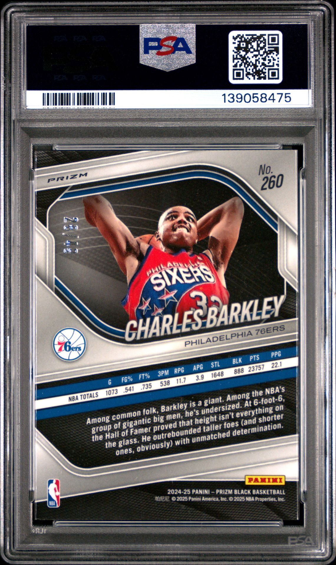 2024 Panini Prizm Black Charles Barkley #260 (Orange Prizm) Mint 9 back