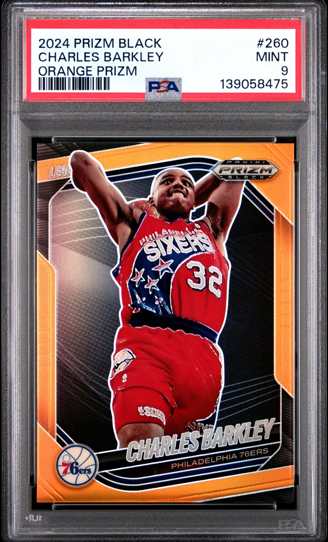 2024 Panini Prizm Black Charles Barkley #260 (Orange Prizm) Mint 9 front