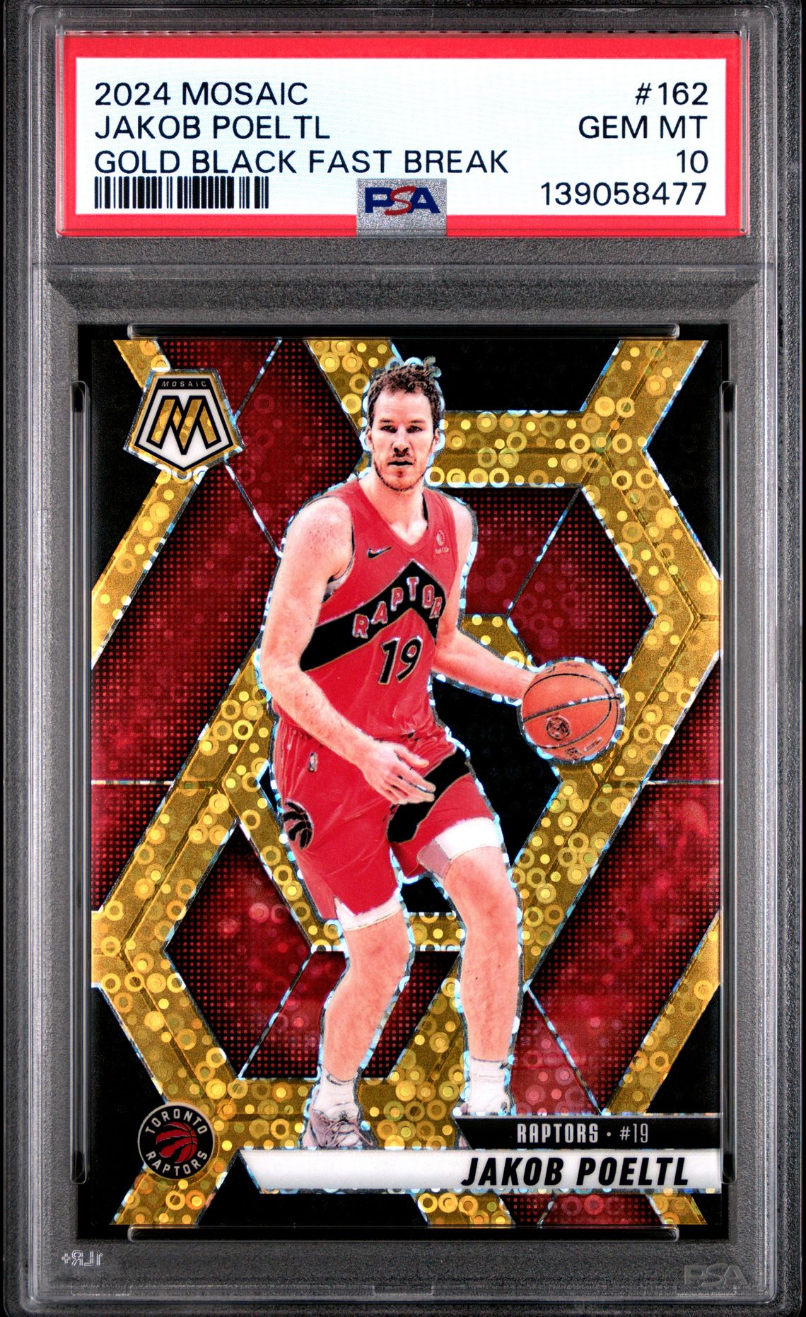 2024 Panini Mosaic Jakob Poeltl #162 (Gold Black Fast Break) Gem Mt 10 front