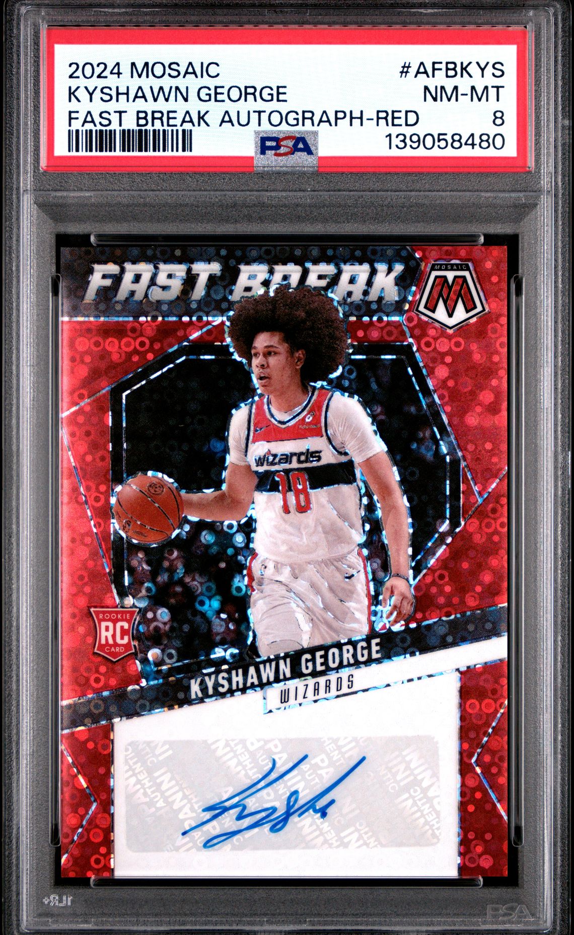 2024 Panini Mosaic Fast Break Autographs Kyshawn George #Afbkys (Fast Break Autograph-Red) Nm-Mt 8 front