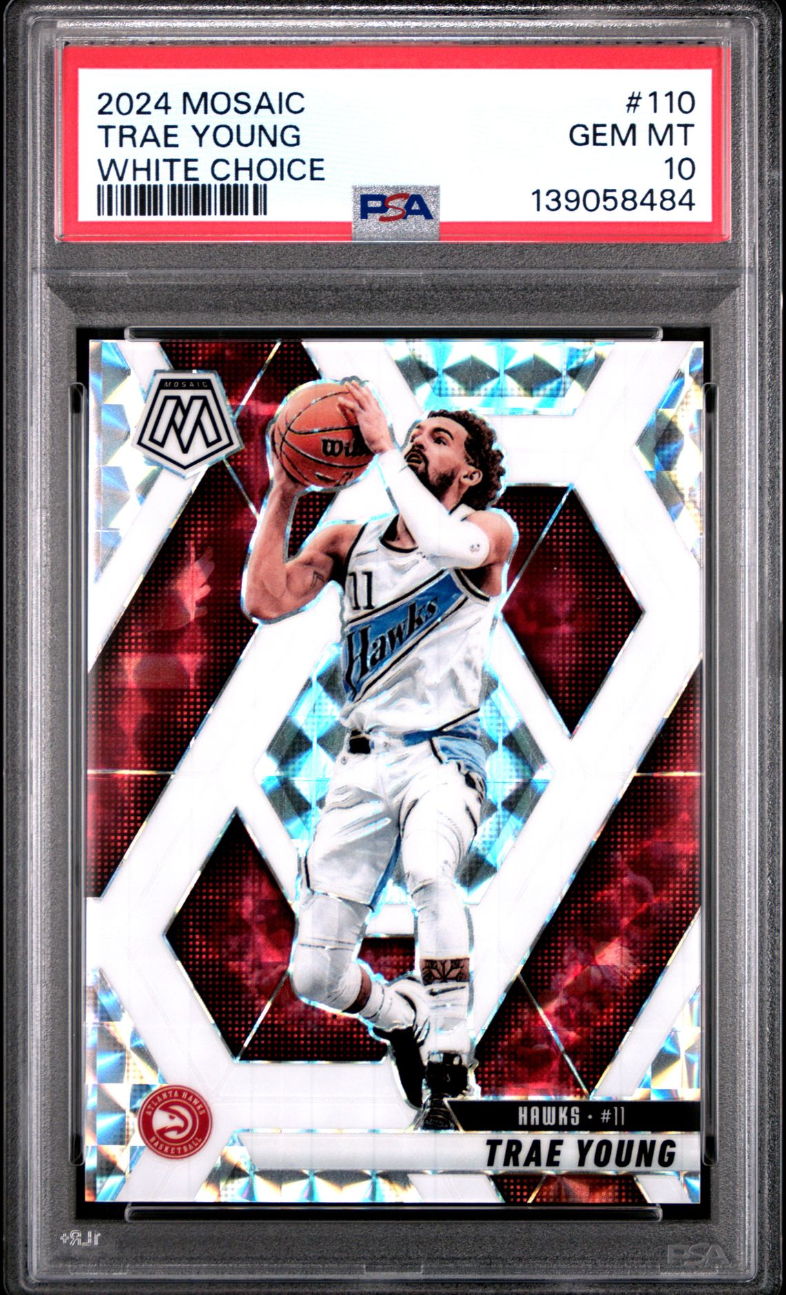 2024 Panini Mosaic Trae Young #110 (White Choice) Gem Mt 10 front