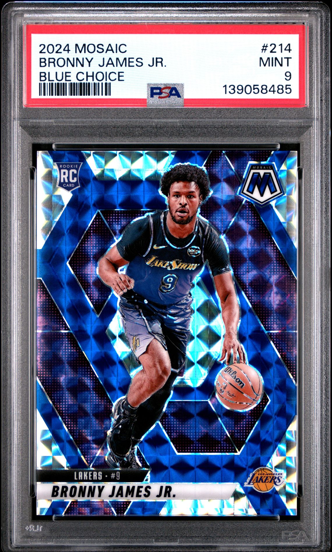 2024 Panini Mosaic Bronny James Jr. #214 (Blue Choice) Mint 9 front