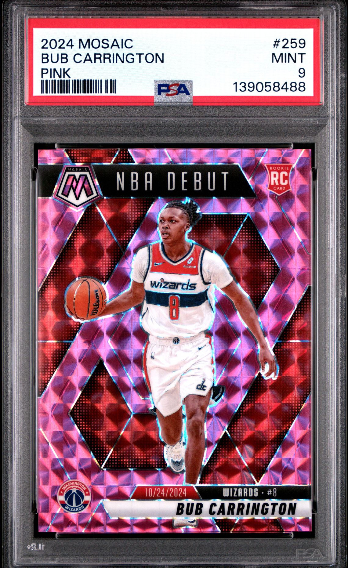 2024 Panini Mosaic Bub Carrington #259 (Pink) Mint 9 front