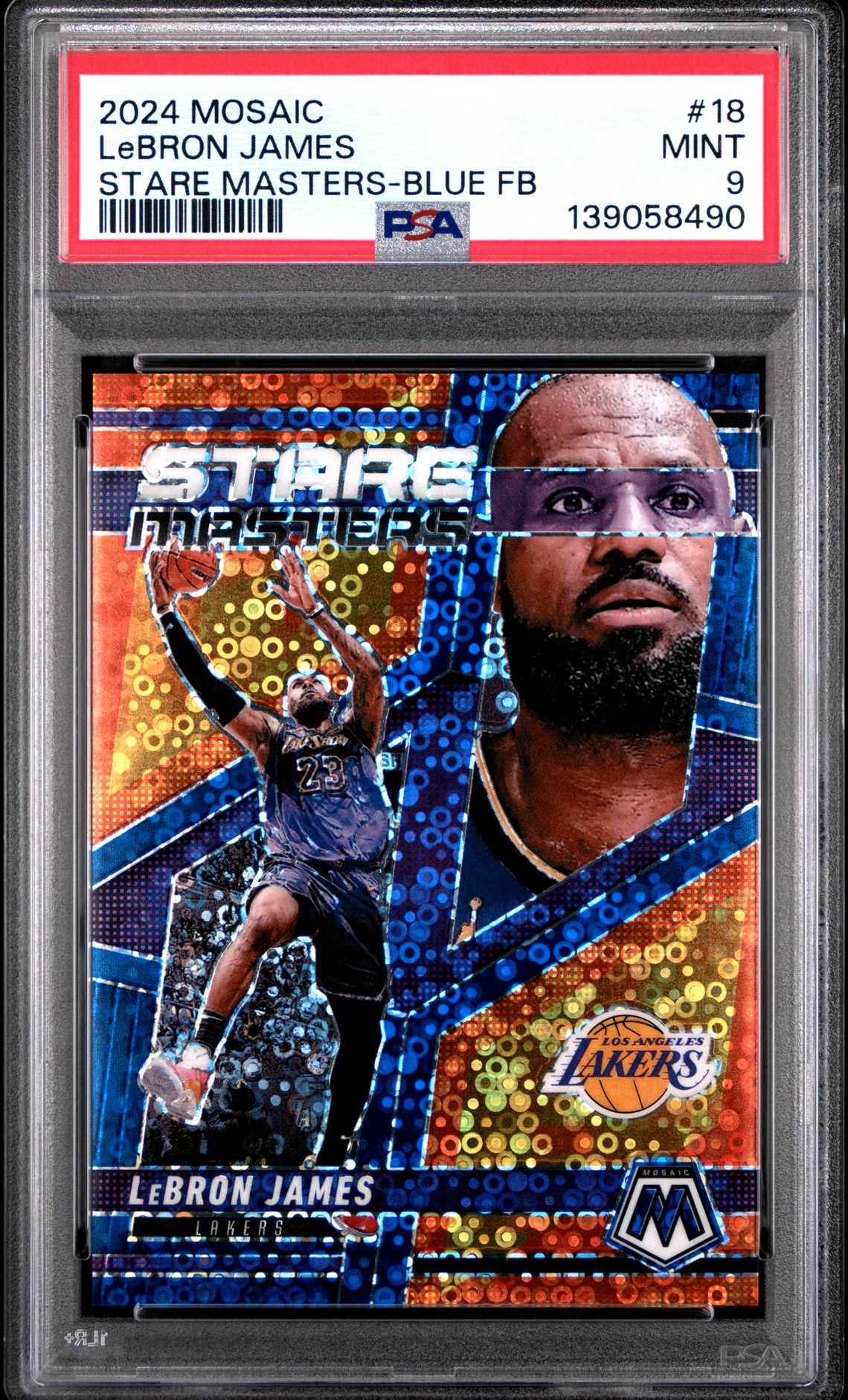 2024 Panini Mosaic Stare Masters Lebron James #18 (Stare Masters-Blue Fb) Mint 9 front