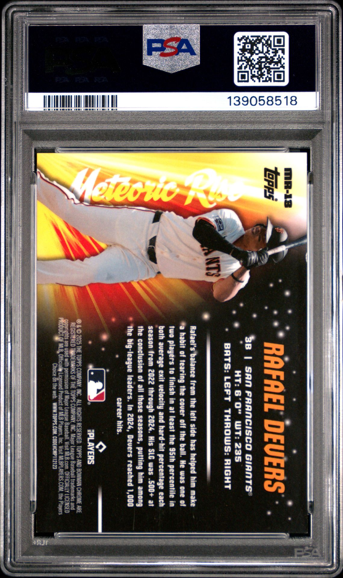 2025 Bowman Chrome Meteoric Rise Rafael Devers #Mr-13 (Meteoric Rise-Mini Diamond) Mint 9 back