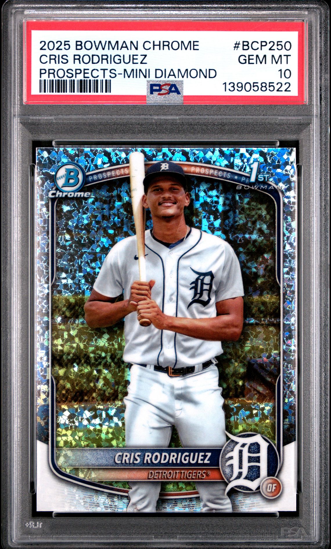 2025 Bowman Chrome Prospects Cris Rodriguez #Bcp250 (Prospects-Mini Diamond) Gem Mt 10 front