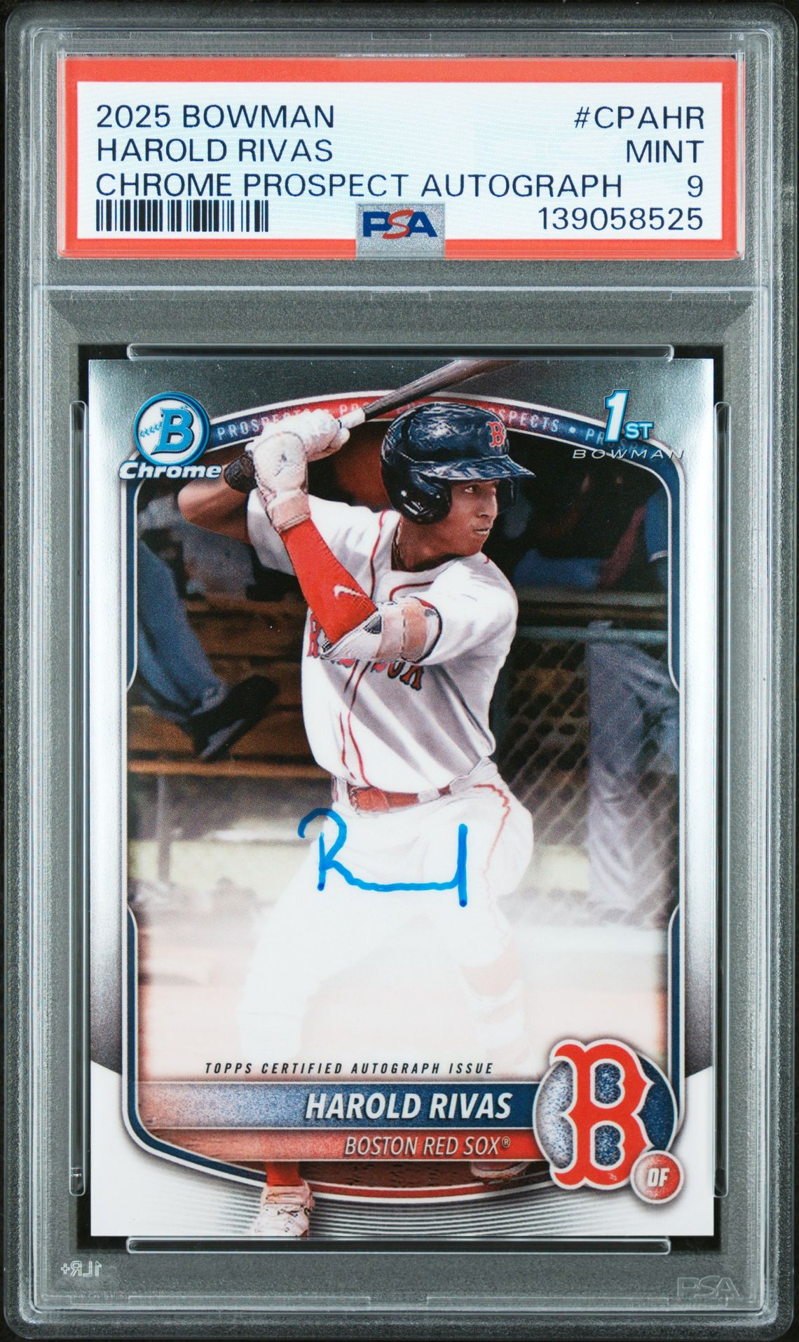 2025 Bowman Chrome Prospect Autographs Harold Rivas #Cpahr Mint 9 front