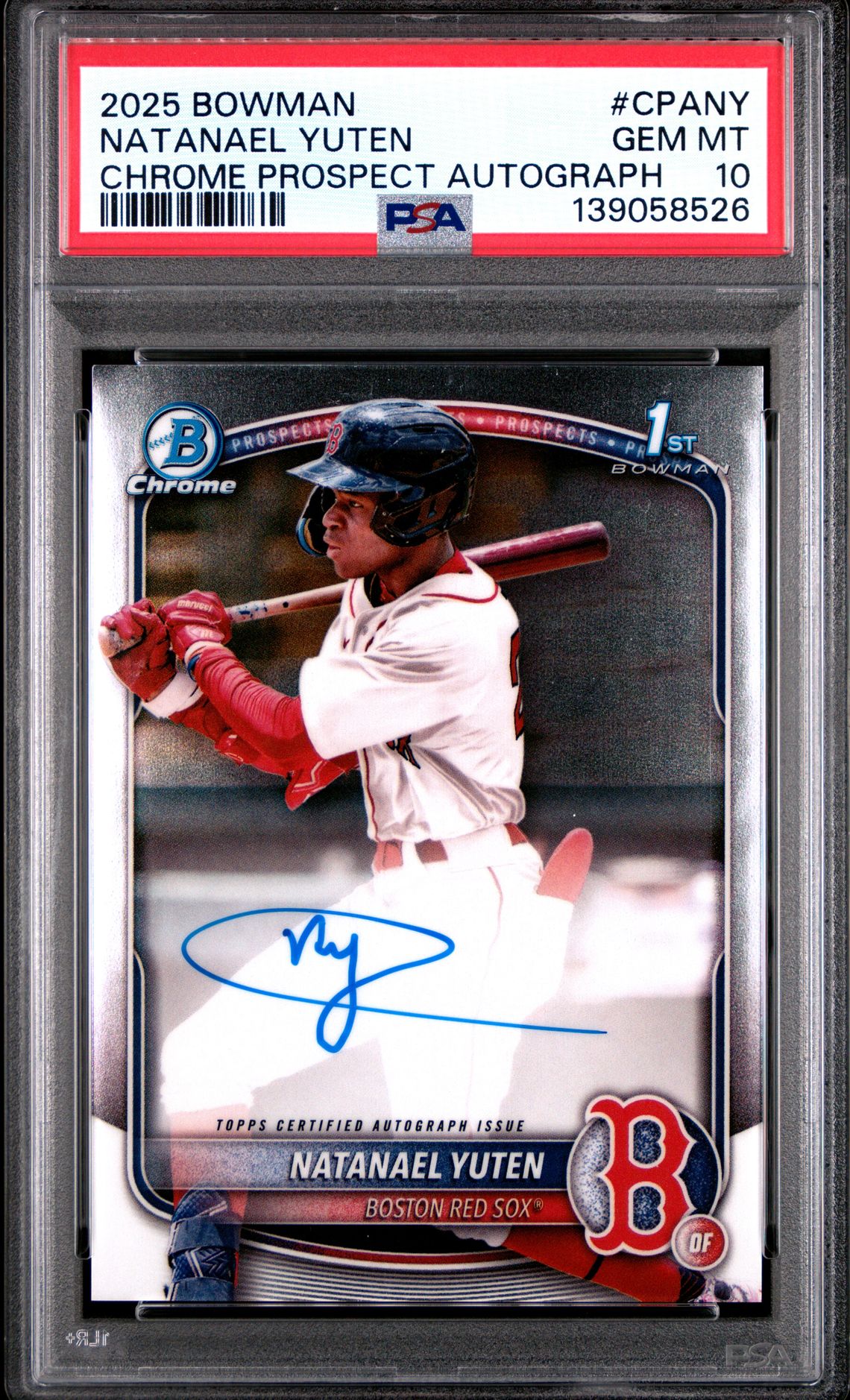 2025 Bowman Chrome Prospect Autographs Natanael Yuten #Cpany Gem Mt 10 front view - PSA graded GEM MT 10