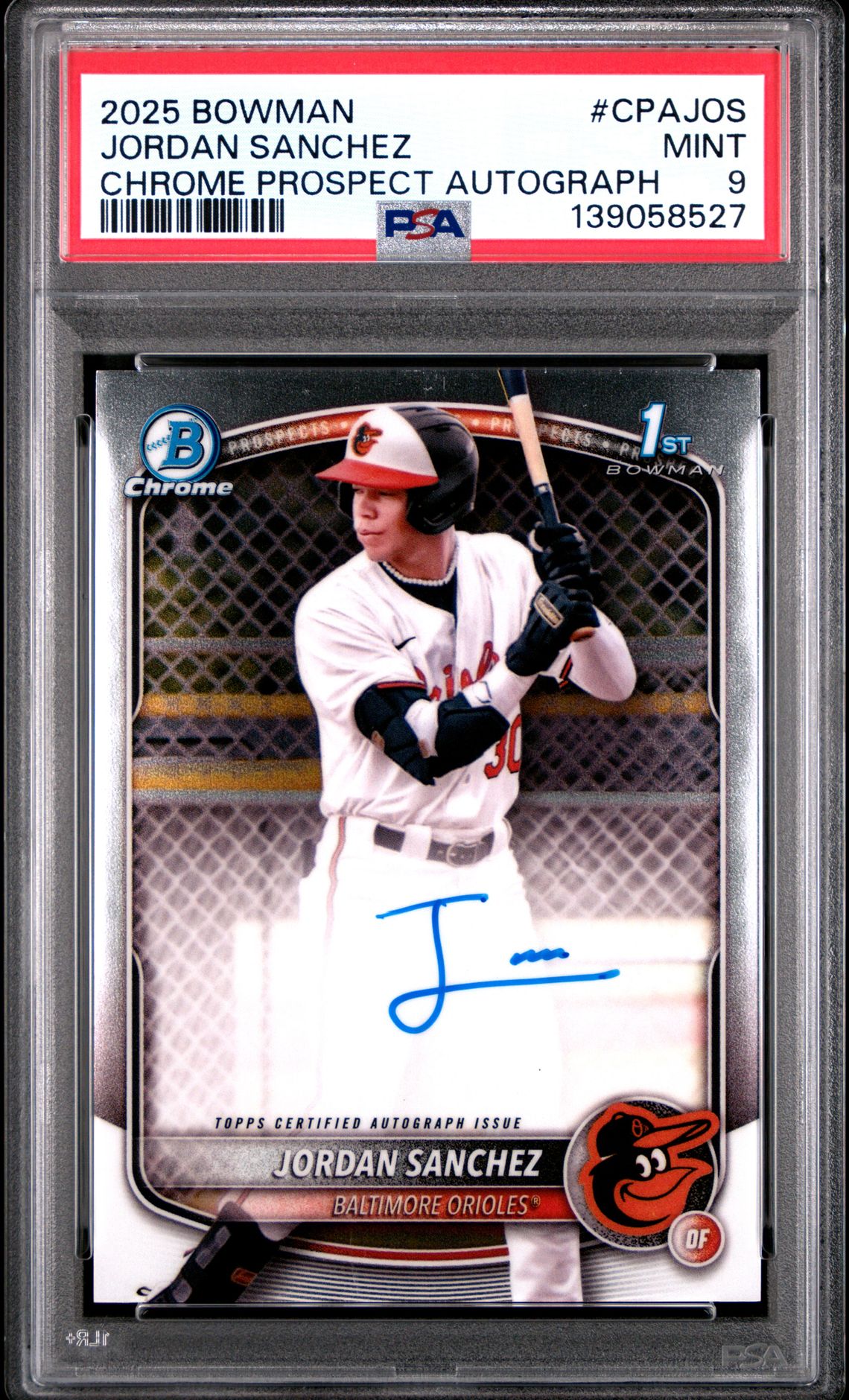 2025 Bowman Chrome Prospect Autographs Jordan Sanchez #Cpajos Mint 9 front