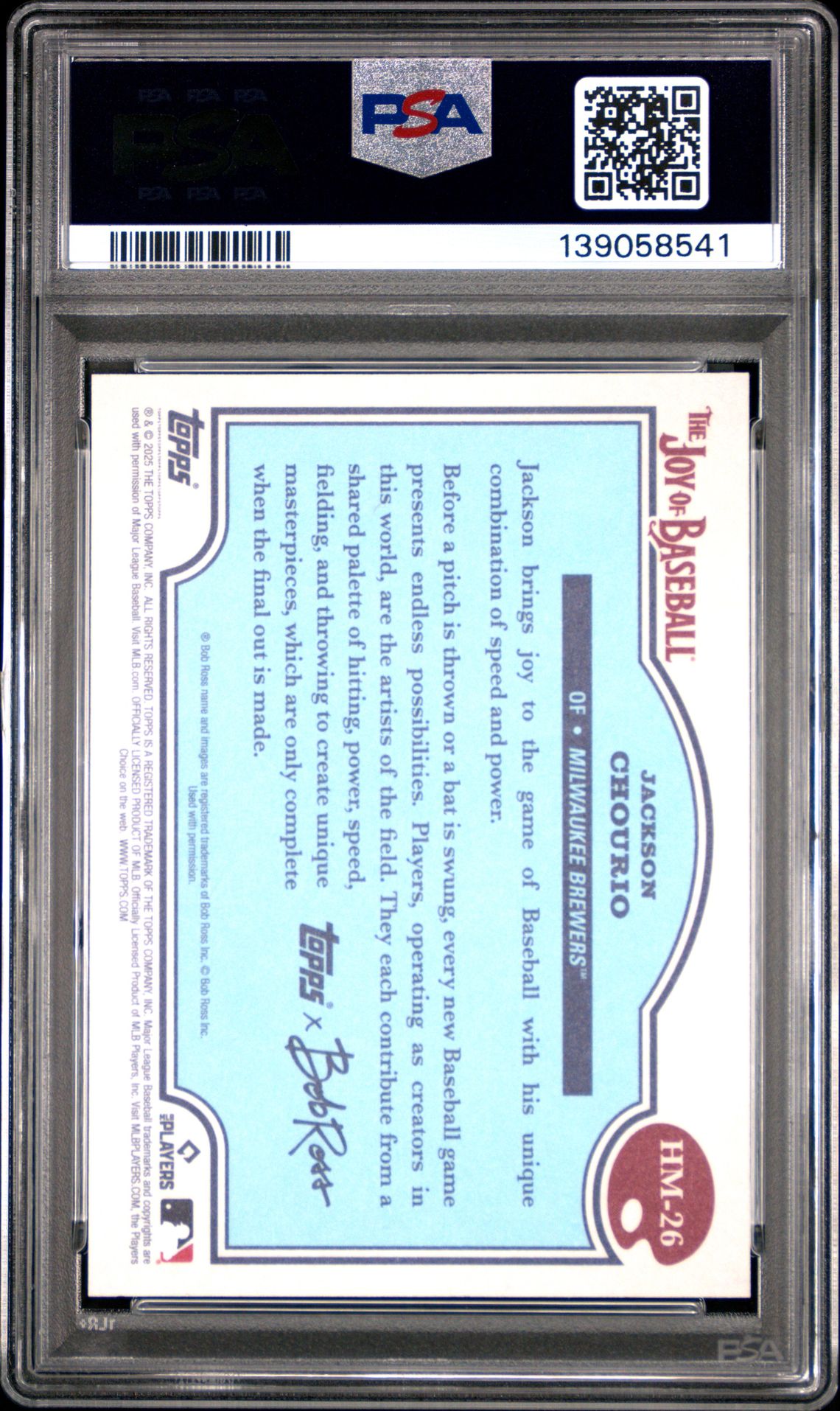 2025 Topps X Bob Ross The Joy Of Baseball Jackson Chourio #Hm-26 (Happy Mistakes) Gem Mt 10 back