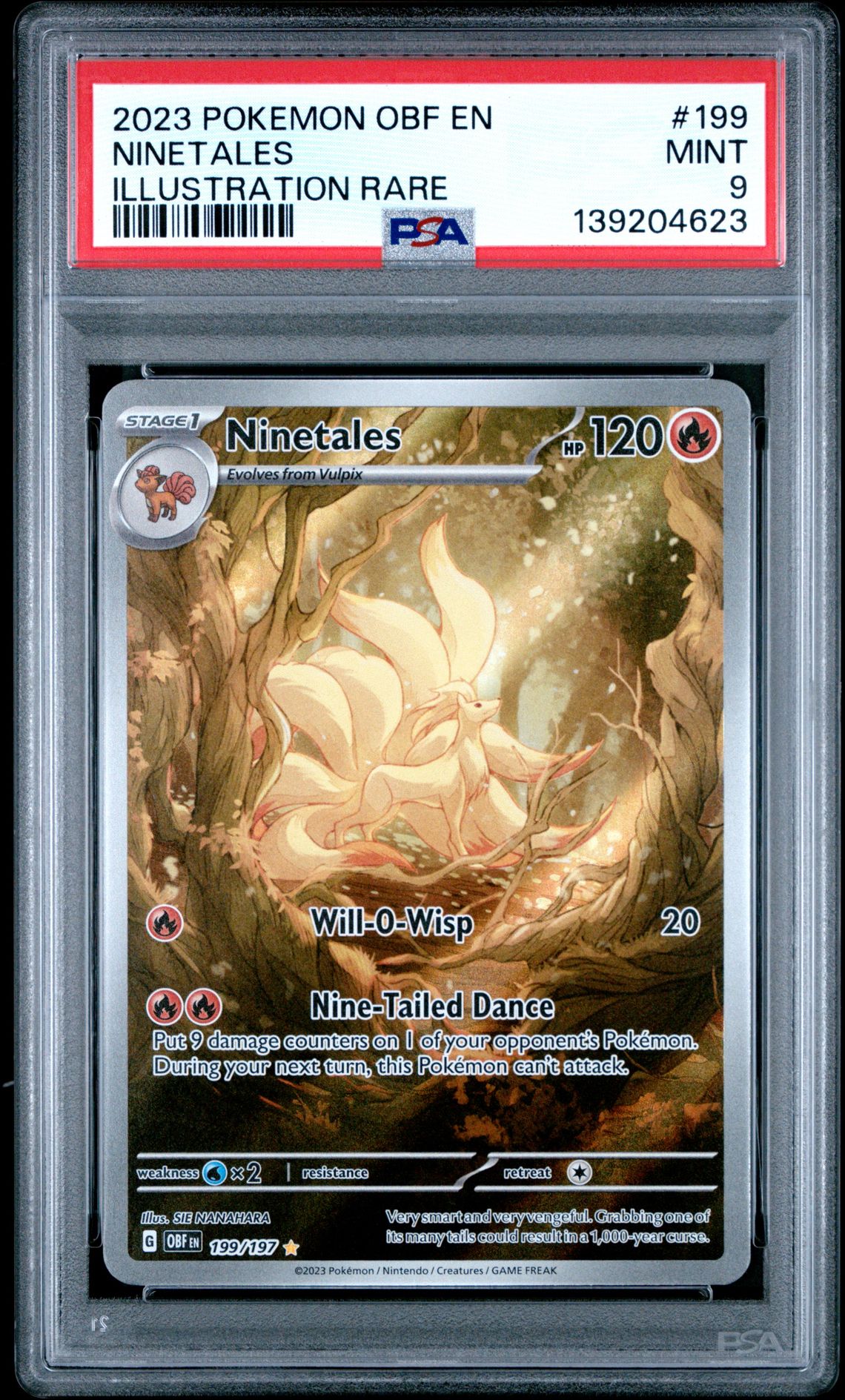 2023 Pokemon Obf En-Obsidian Flames Ninetales #199 (Illustration Rare) Mint 9 front