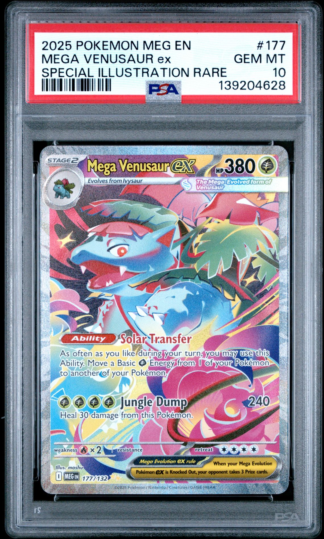 2025 Pokemon Meg En-Mega Evolution Mega Venusaur Ex #177 (Special Illustration Rare) Gem Mt 10 front
