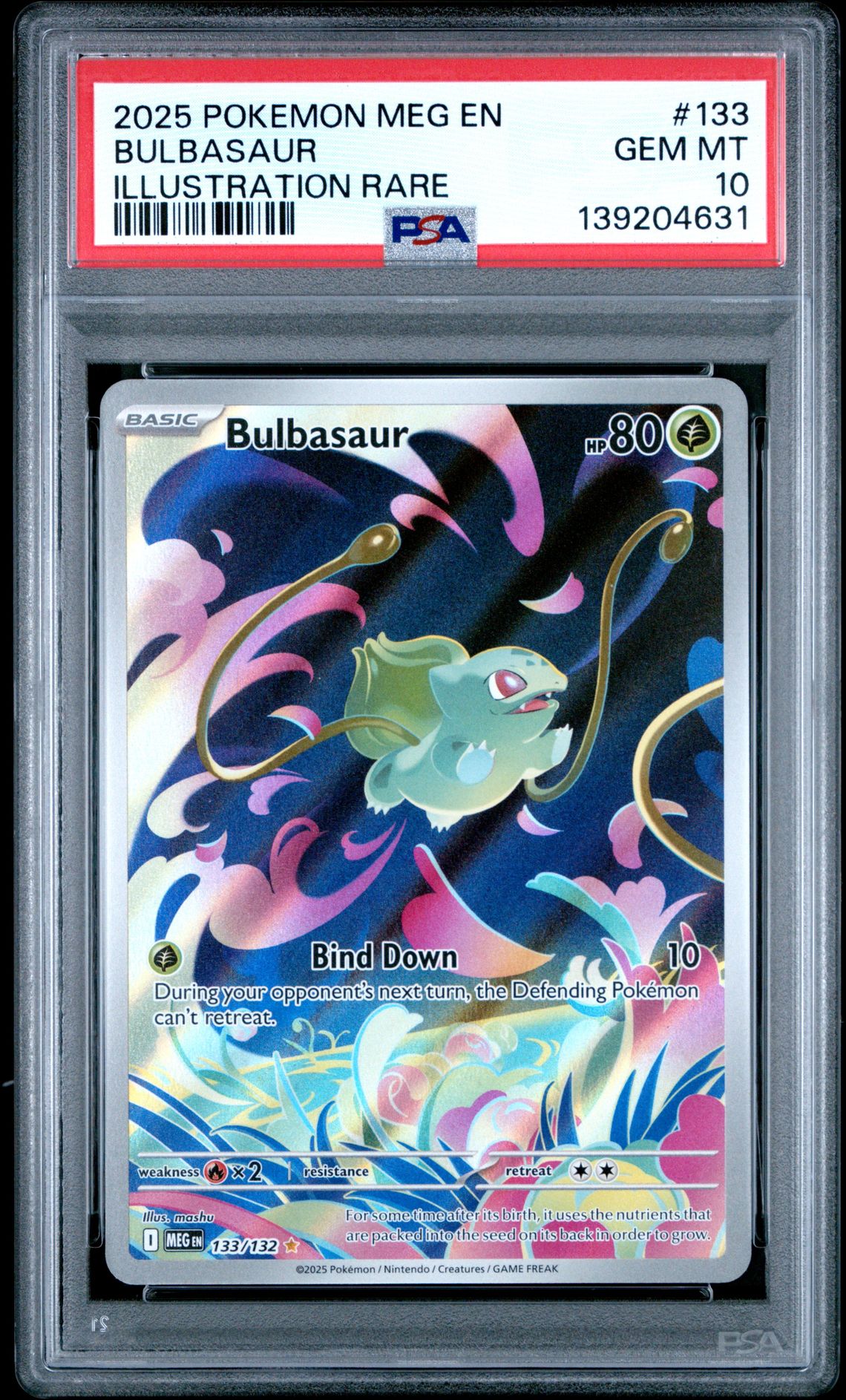 2025 Pokemon Meg En-Mega Evolution Bulbasaur #133 (Illustration Rare) Gem Mt 10 front