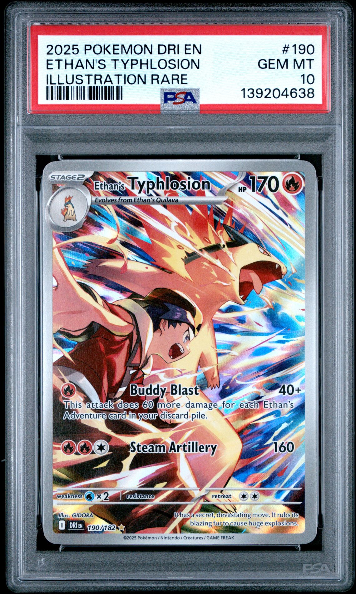 2025 Pokemon Dri En-Destined Rivals Ethan's Typhlosion #190 (Illustration Rare) Gem Mt 10 front
